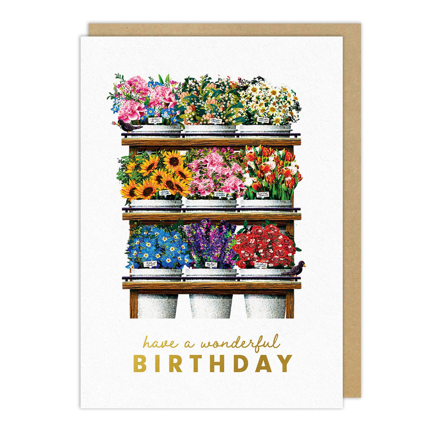 Notes & Queries, Inc. Flower Buckets Birthday Card Amelia's Flowers